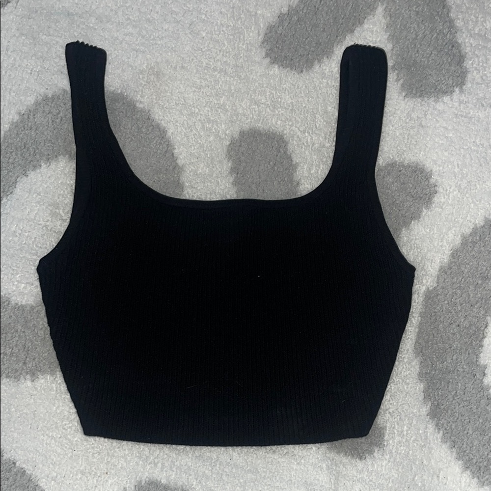 Aritzia Black Fitted Crop Tank Top
